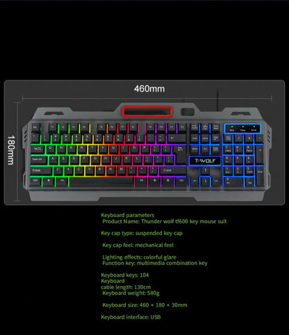 RGB LED Backlit Mechanical Gaming Keyboard and Mouse