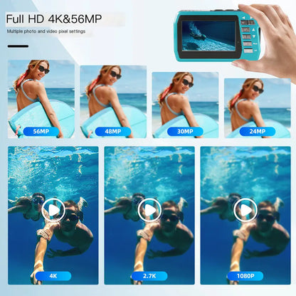 4K Digital Camera with Dual LCD Screens and Waterproof
