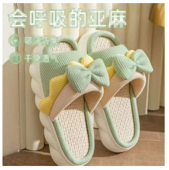 Women's Breathable Linen Slippers with Soft Anti-Skid Soles