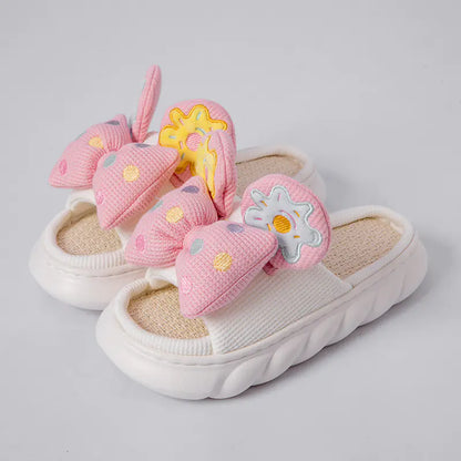 Women's Breathable Linen Slippers with Soft Anti-Skid Soles